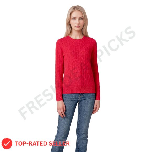 Classic Cable Knit Cashmere Sweater Elegant Minimal Chic Winter Pullover